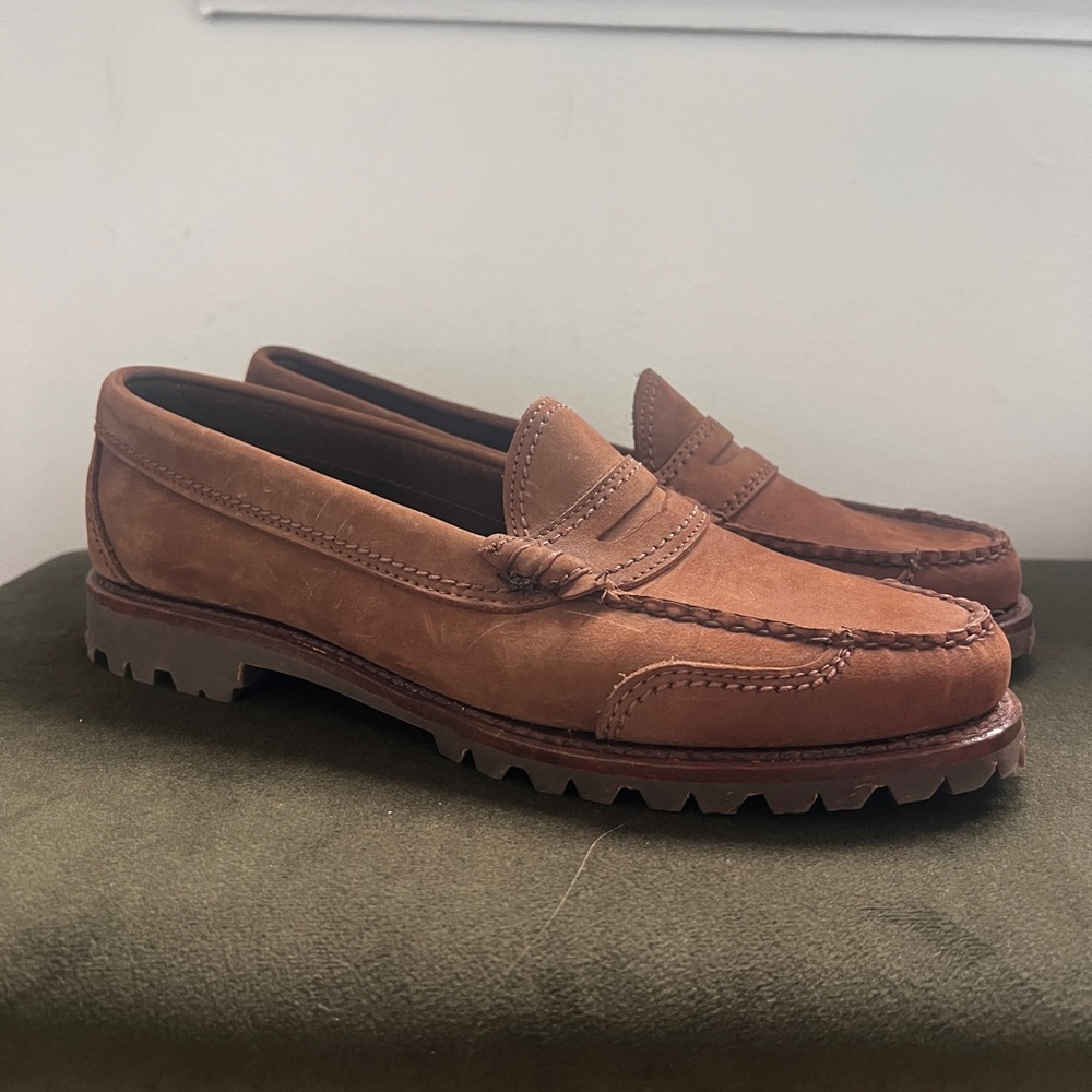 Leather Cole Haan unisex brown Suede Penny Loafers - Picture 2 of 6